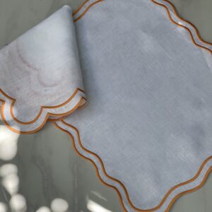 White & Orange Sofia Placemat and Napkin Set