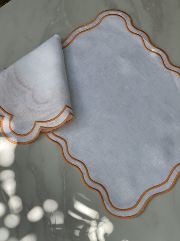 White & Orange Sofia Placemat and Napkin Set