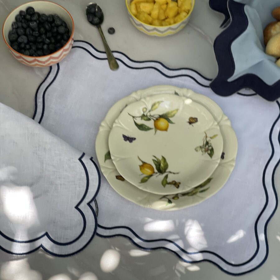 White & Blue Sofia Placemat and Napkin Set