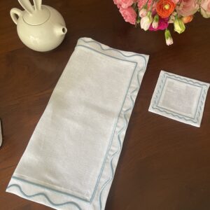White & Light Blue Natalia Napkin Set