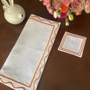 White & Orange Natalia Napkin Set