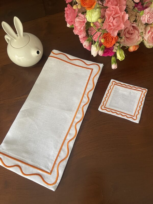 White & Orange Natalia Napkin Set