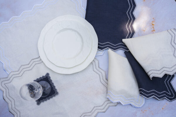 Steel Grey & Light Grey Chiara Placemat and Napkin Set - Image 4