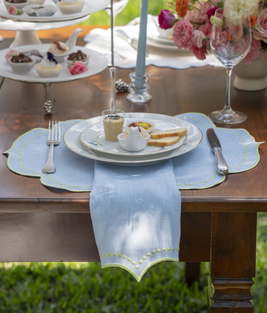 Light Blue & Green Isabella Placemat and Napkin Set
