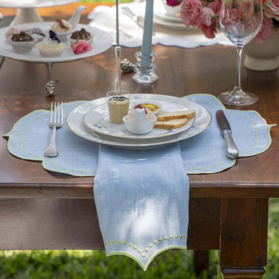 Light Blue & Green Isabella Placemat and Napkin Set