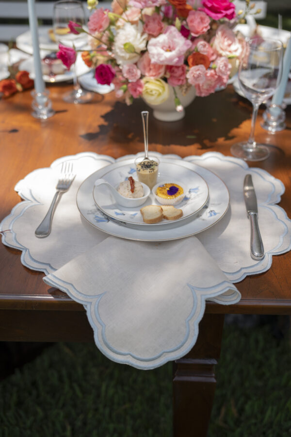 Ecru & Light Blue Antonella Placemat and Napkin Set - Image 2