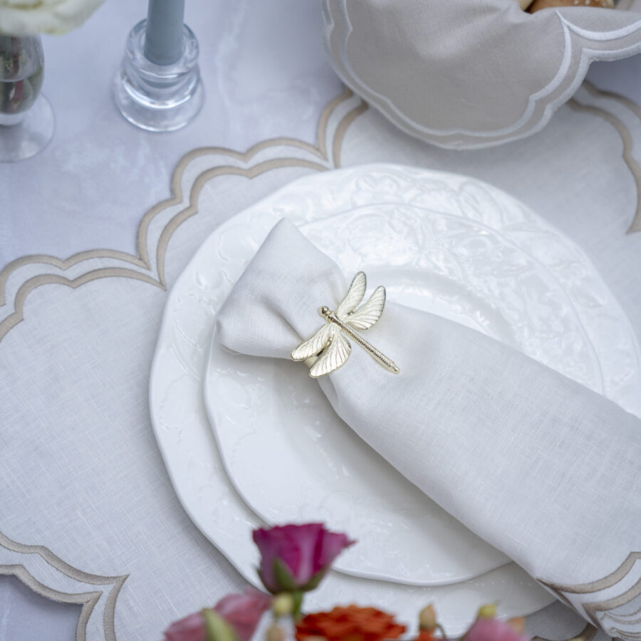Off White & Champagne Antonella Placemat and Napkin Set