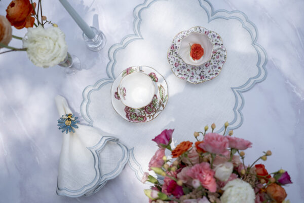 Off White & Light Blue Antonella Placemat and Napkin Set