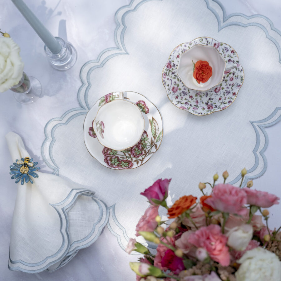Off White & Light Blue Antonella Placemat and Napkin Set