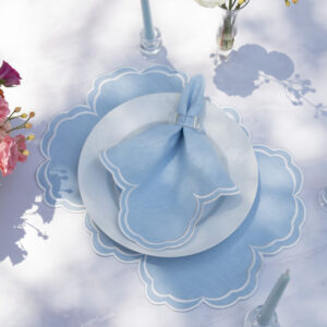 Light Blue & Off White  Antonella Placemat and Napkin Set