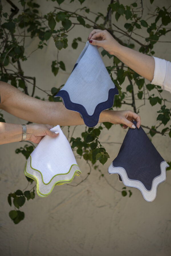 Steel Grey, Off White, & Light Grey Emilia Napkin Set