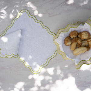 White & Green Sofia Placemat and Napkin Set