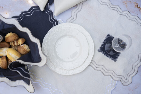 Steel Grey & Light Grey Chiara Placemat and Napkin Set - Image 3