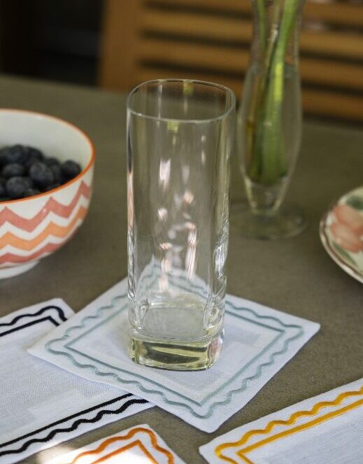 White & Light Blue Natalia Coaster Set