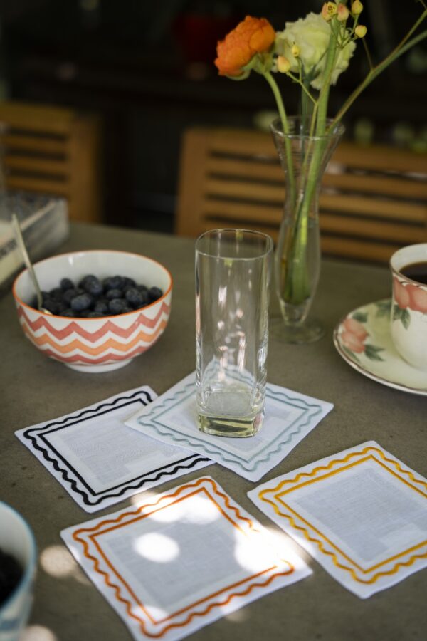 White & Light Blue Natalia Coaster Set - Image 2