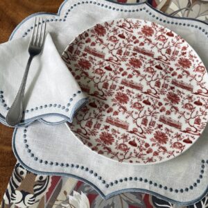 Off white & Blue Isabella Placemat and Napkin Set