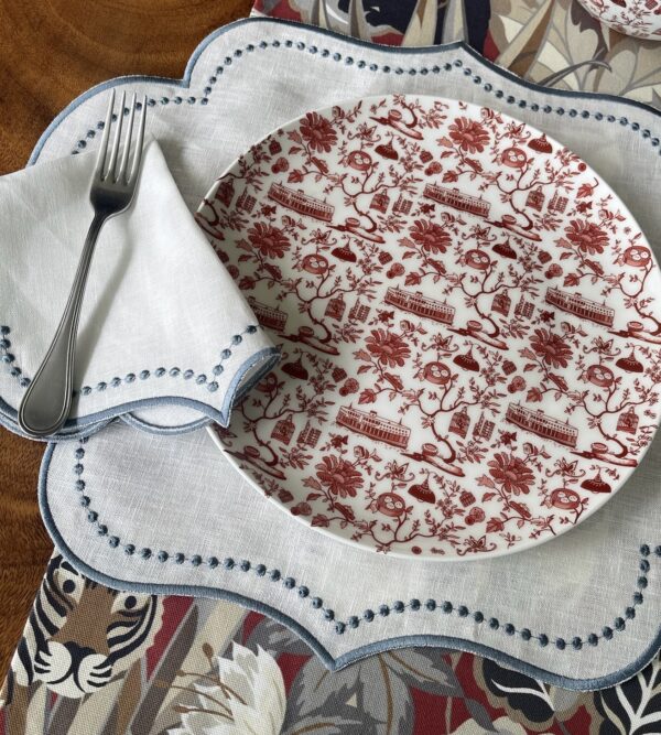 Off white & Blue Isabella Placemat and Napkin Set