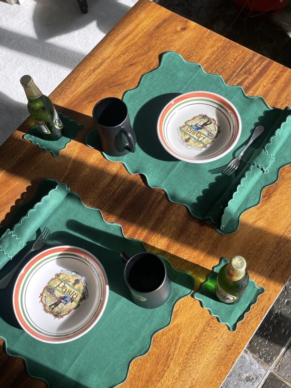 Emerald Green Olivia Placemat and Napkin Set with optional matching Napkin Rings - Image 9