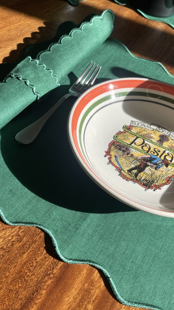 Emerald Green Olivia Placemat and Napkin Set with optional matching Napkin Rings
