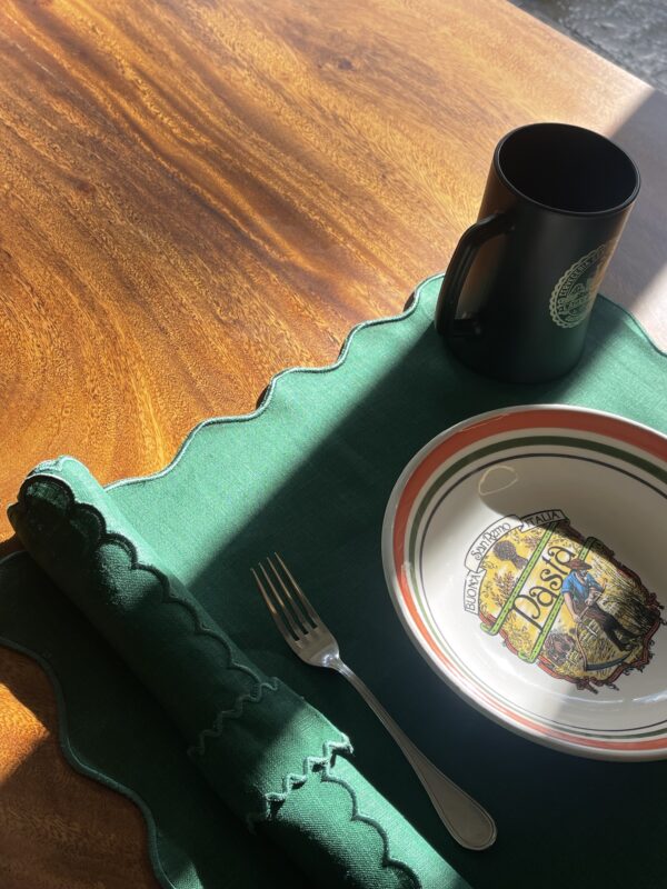 Emerald Green Olivia Placemat and Napkin Set with optional matching Napkin Rings - Image 2