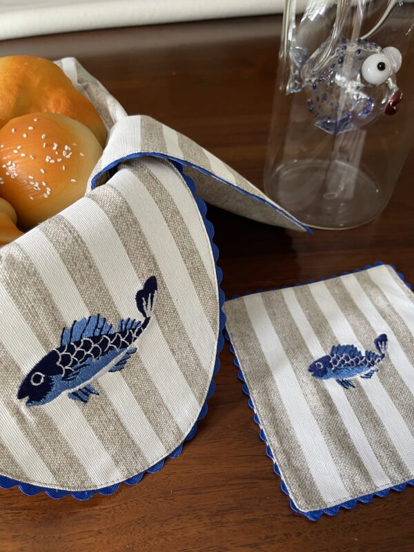 Fish Double Sided Bread Basket Napkin