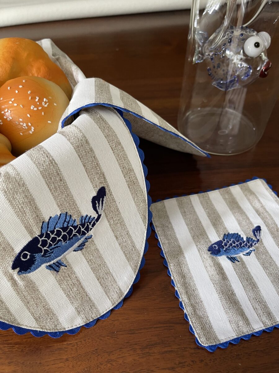 Fish Double Sided Bread Basket Napkin