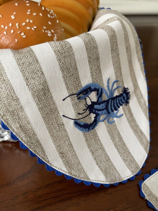 Blue Lobster Double Sided Bread Basket Napkin