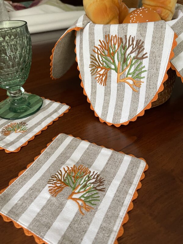 Groove Coral Double Sided Bread Basket Napkin - Image 2