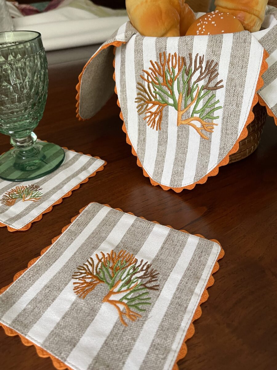 Grove Coral Double Sided Bread Basket Napkin - Image 2