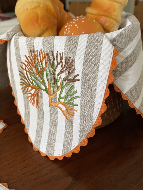 Groove Coral Double Sided Bread Basket Napkin