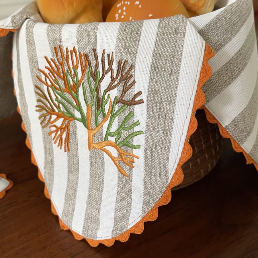 Grove Coral Double Sided Bread Basket Napkin
