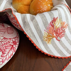 Sunset Coral Double Sided Bread Basket Napkin