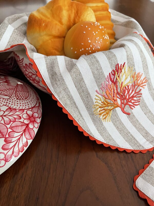 Sunset Coral Double Sided Bread Basket Napkin