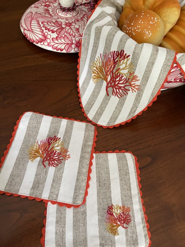 Sunset Coral Double Sided Bread Basket Napkin - Image 2