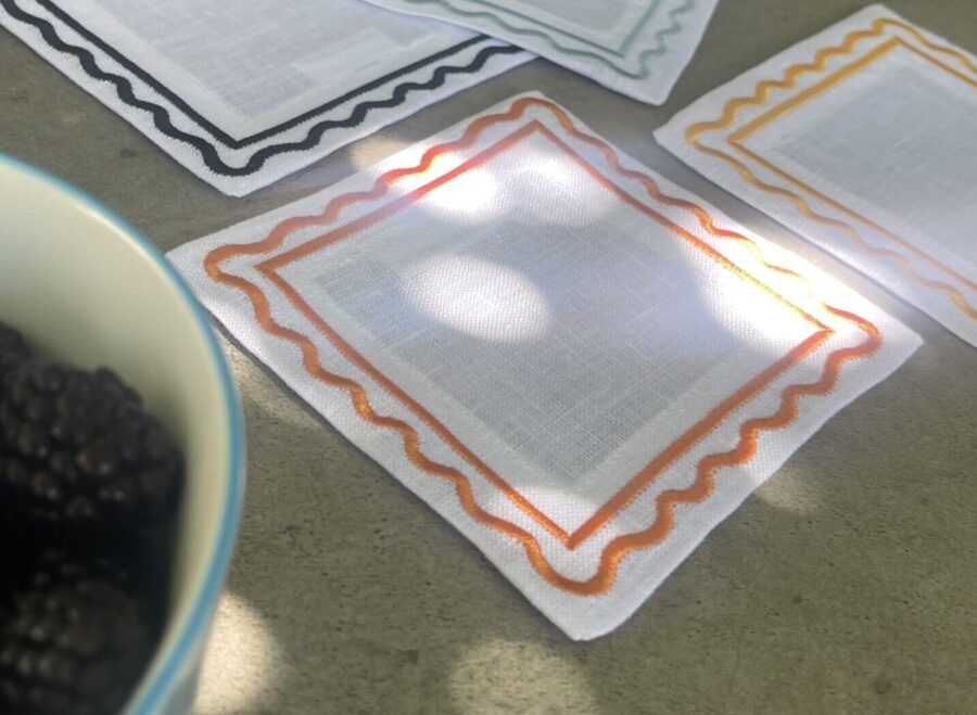 White & Orange Natalia Coaster Set