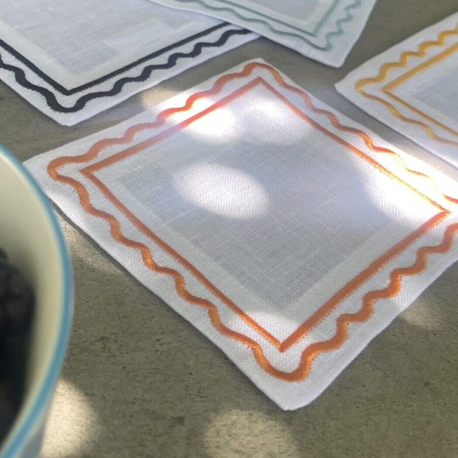 White & Orange Natalia Coaster Set