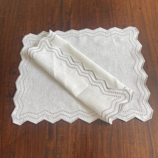 Offwhite &Light Grey Chiara Placemat and Napkin Set - Image 3