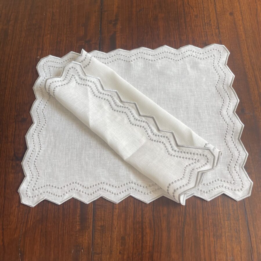 Offwhite &Light Grey Chiara Placemat and Napkin Set - Image 3