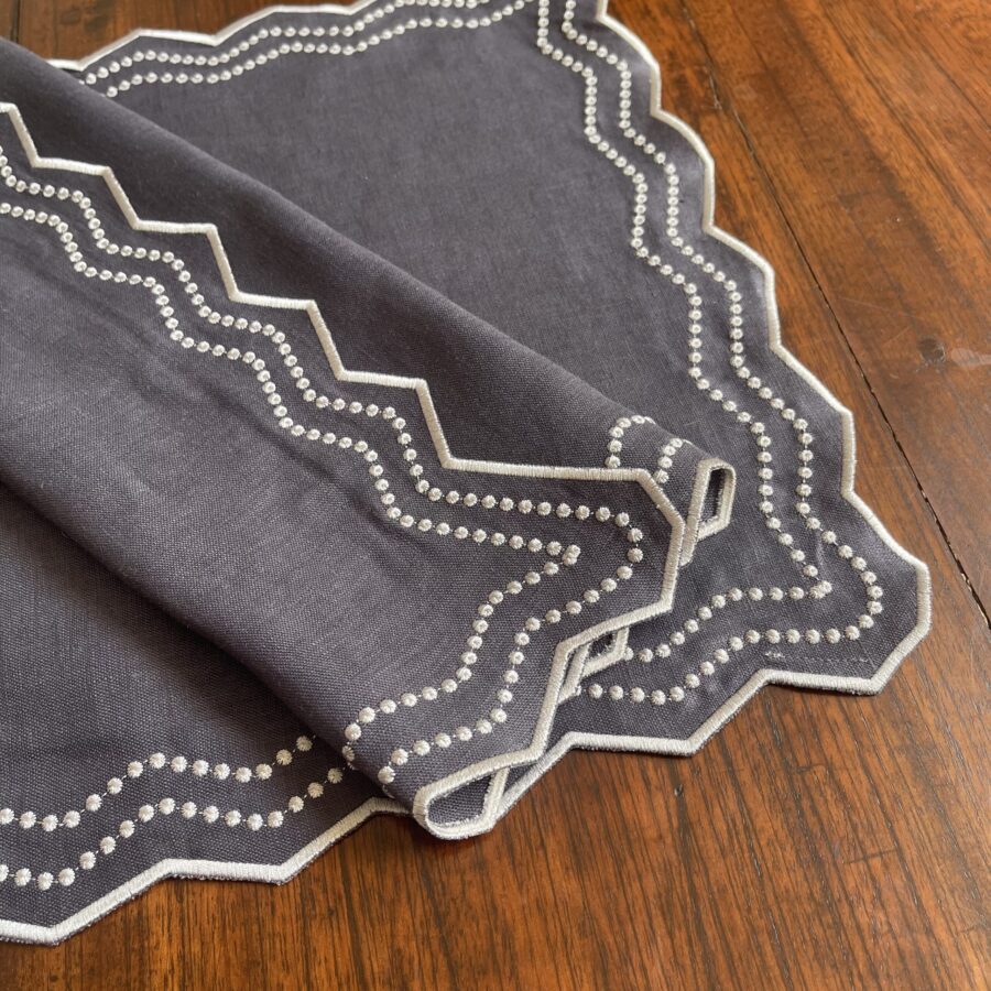 Steel Grey & Light Grey Chiara Placemat and Napkin Set - Image 5