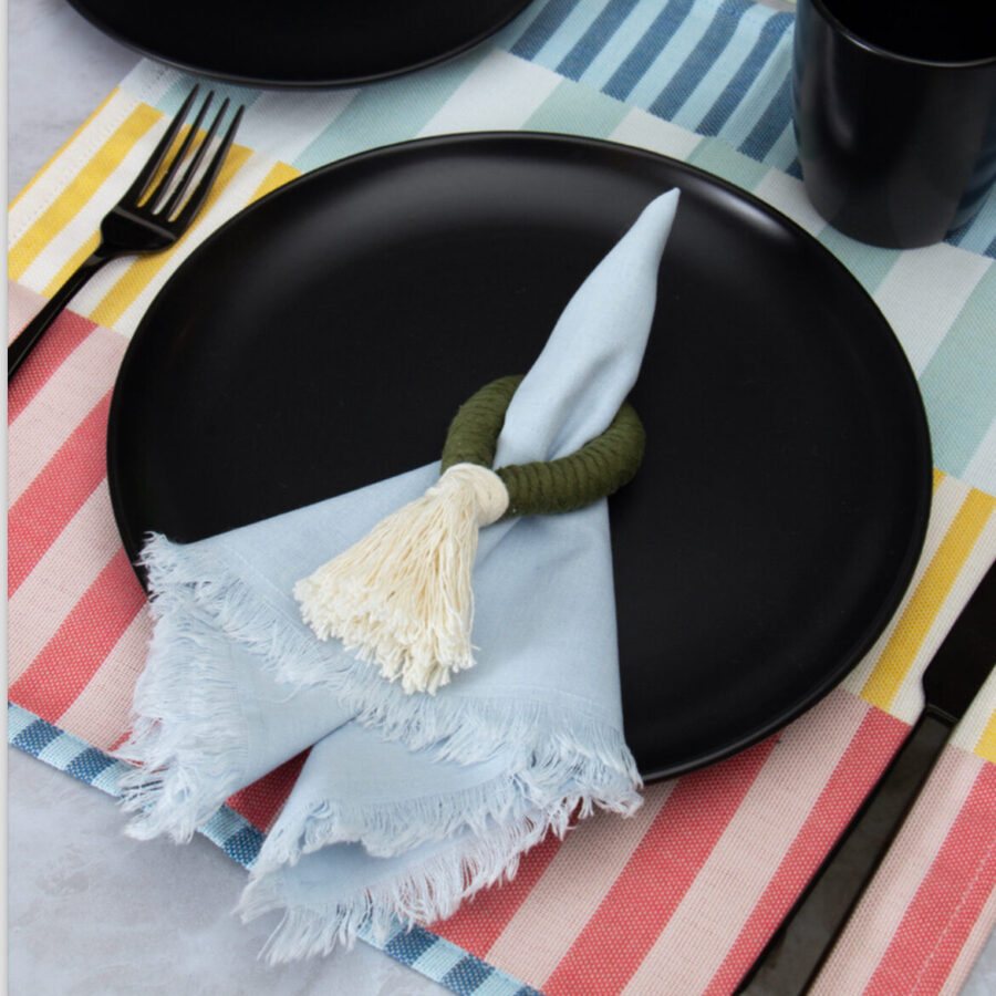Light Blue Fringe Napkin
