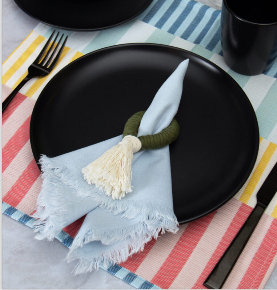 Light Blue Fringe Napkin
