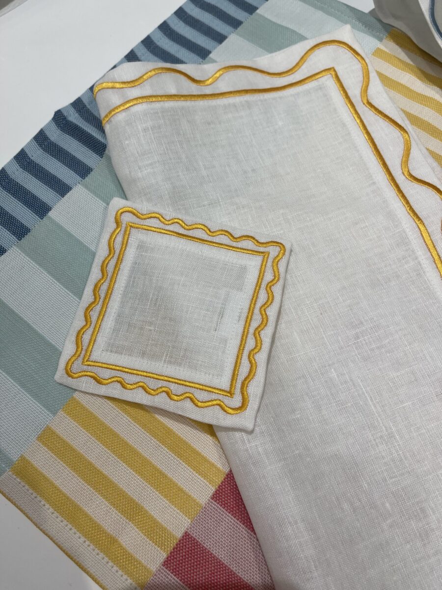 White & Yellow Natalia Coaster Set
