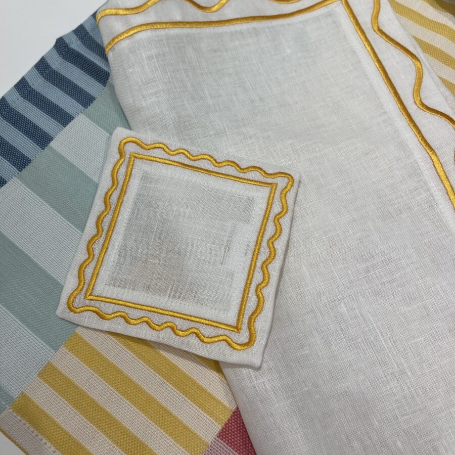 White & Yellow Natalia Coaster Set