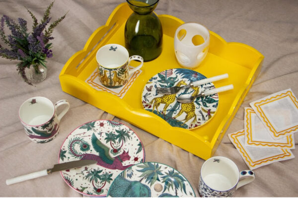 White & Yellow Natalia Coaster Set - Image 4