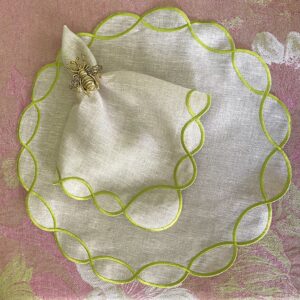Natural & Lime Green Stella Placemat and Napkin Set