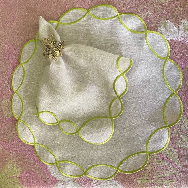 Natural & Lime Green Stella Placemat and Napkin Set