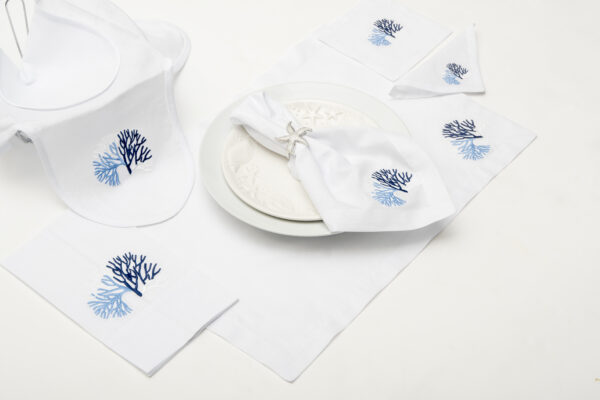 Mediterranean Coral Linen Coasters - Image 2