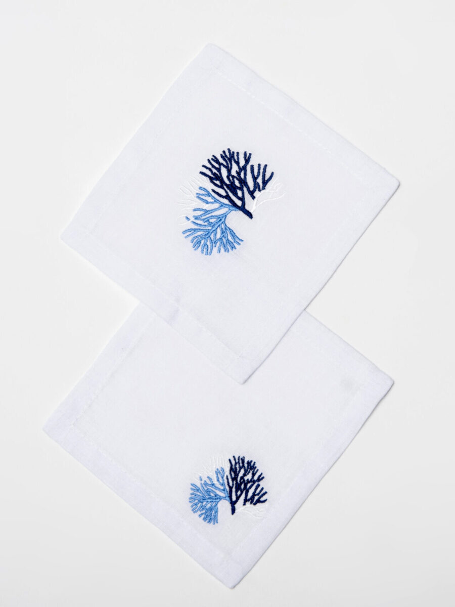 Mediterranean Coral Linen Coasters