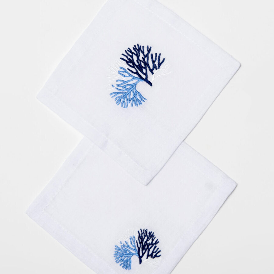 Mediterranean Coral Linen Coasters