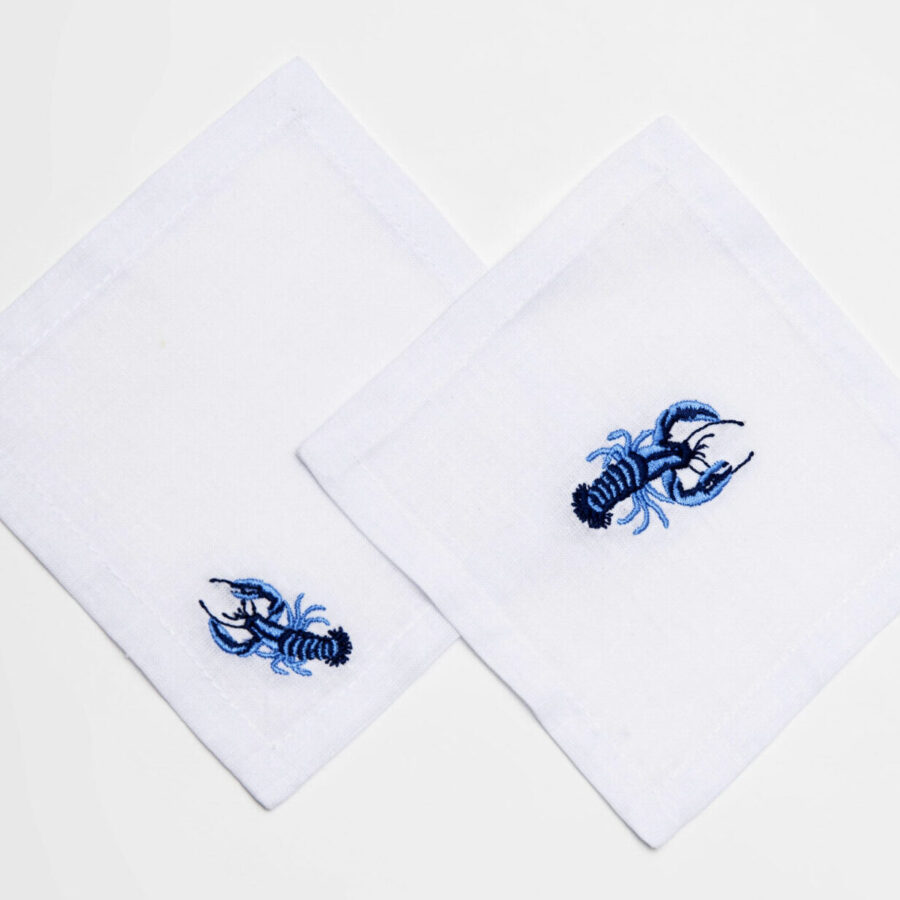 Blue Lobster Linen Coasters